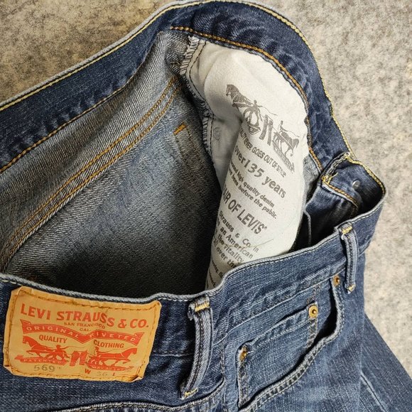 Levis Baggy Jeans Men 36x29 (32) 569 Loose Straight Skater Dark Faded Distressed - Picture 4 of 7